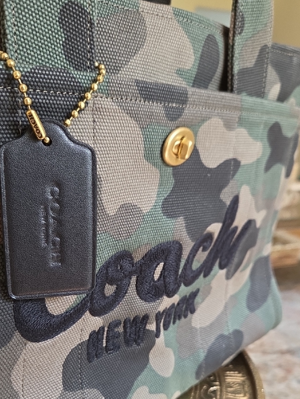 COACH Cargo Tote Bag with Camo Print - Picture 4 of 15